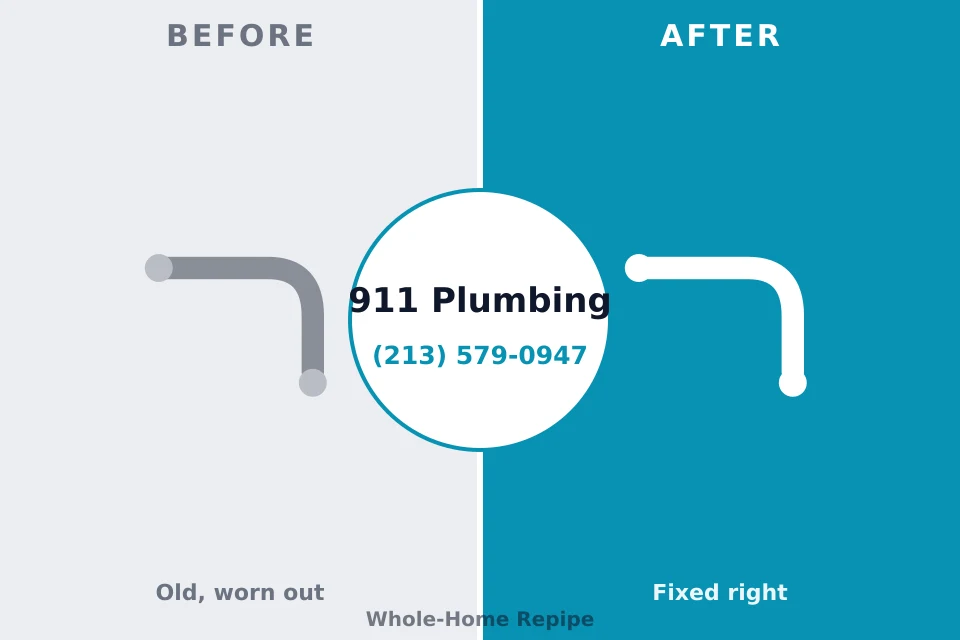 Before and after: plumbing repair Troutdale, OR